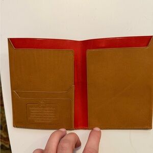 Coach Tan Leather Passports Holder with Red Interior